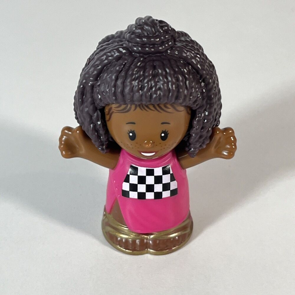 Fisher Price Little People African American Girl Barbie Racing Figure 3"